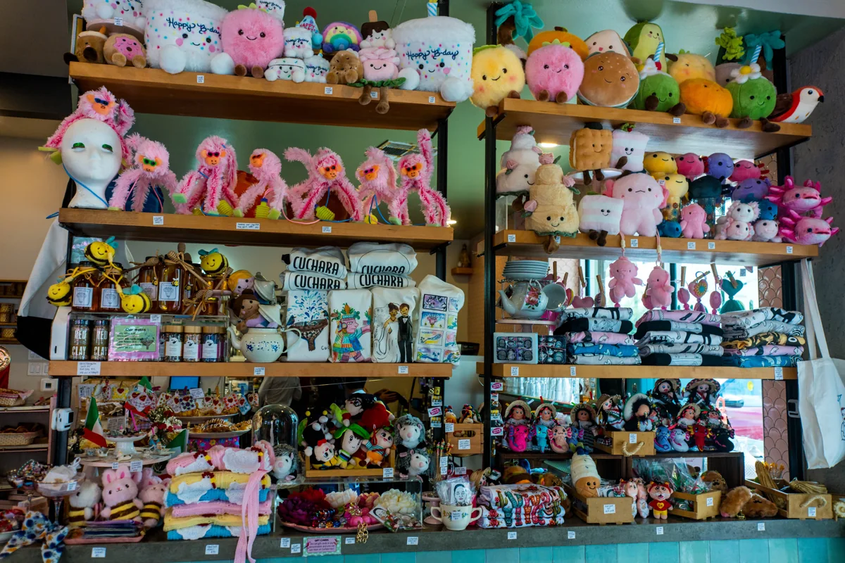 Cucharita’s market shelves filled with colorful gifts, textiles, toys and keepsakes